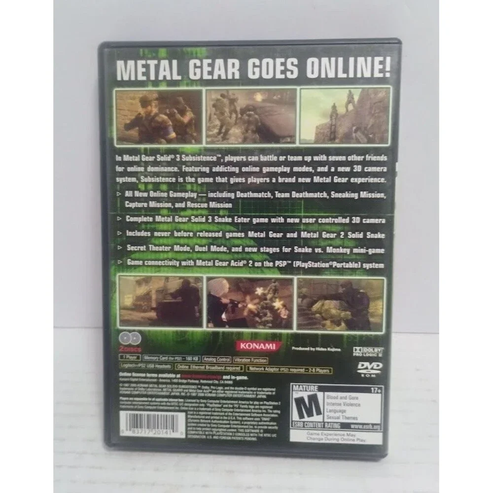 SONY PLAYSTATION 2 PS2 METAL GEAR SOLID 3 SUBSISTENCE CIB COMPLETE IN BOX
